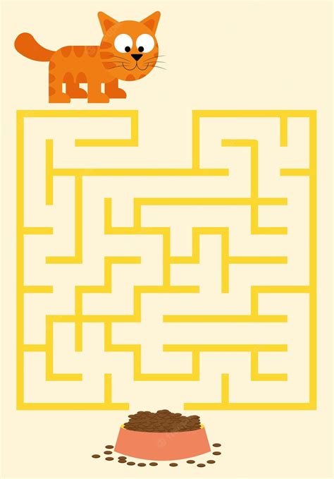 Premium Vector | Maze puzzle page for children with cat theme