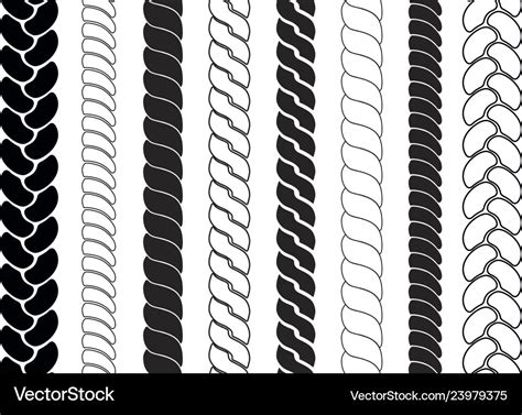 Ropes pattern brushes braids and plaits set Vector Image