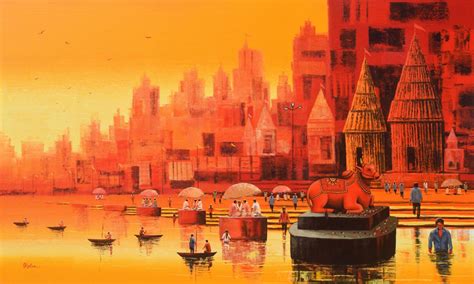 Avail Banaras Ghat Landscape Painting by by IndianPaintingsOnlin on ...