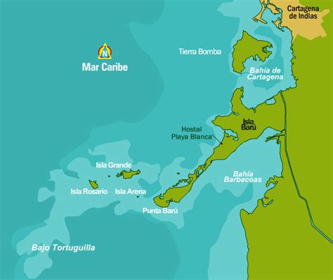 Mapa Barú - Islas del Rosario - Cartagena de Indias