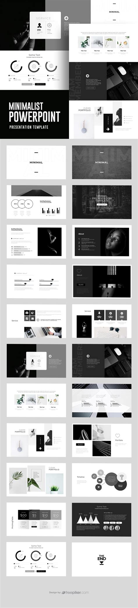 Freepiker | minimalist black white powerpoint template