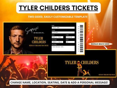 Tyler Childers Concert Tickets Send in the Hounds Tour Editable ...