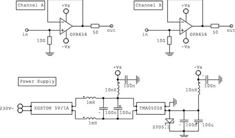 Circuit design schematic of the buffer amplifier and of the power ...