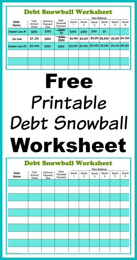 Free Printable Debt Snowball Worksheet- Pay Down Your Debt!