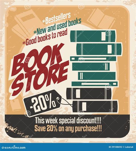 Retro Bookstore Poster Design Vector Illustration | CartoonDealer.com ...