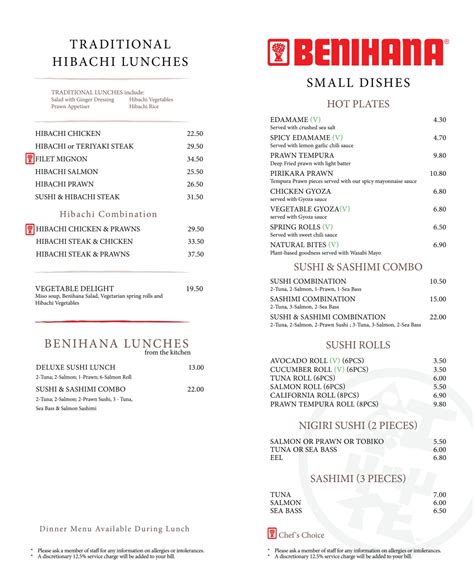 Menu 2024 - Benihana Chelsea in London | TheFork