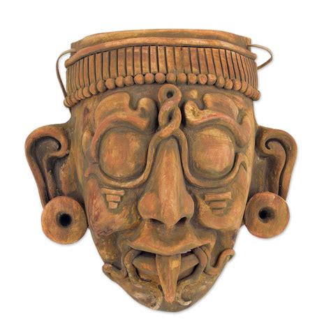 Maya God of Sun Ceramic Wall Mask Replica Crafted by Hand - Maya Lord ...