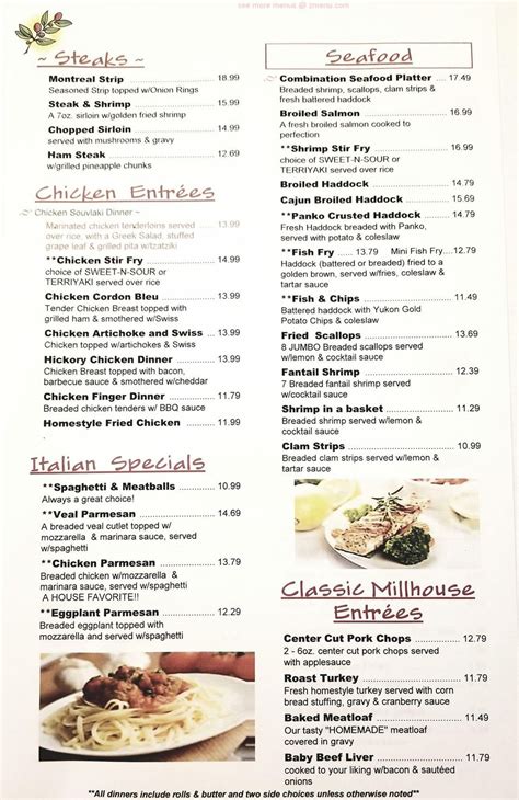 Menu at Millhouse Family Restaurant, Brockport