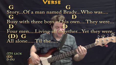 The Brady Bunch (TV Theme) Bass Guitar Cover Lesson in G with Chords ...