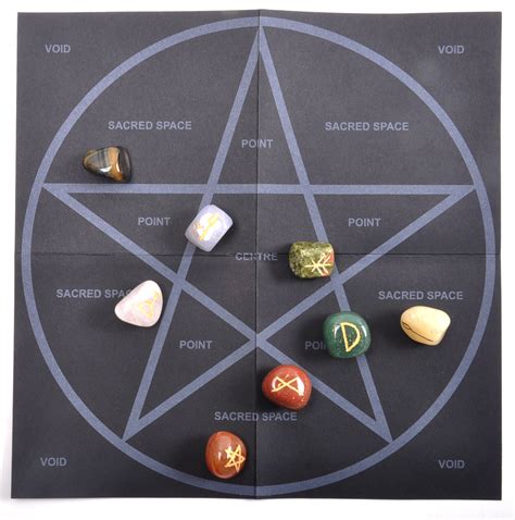 Witch Stones Runes Set with Pagan Gemstones featuring Futhark Runic ...