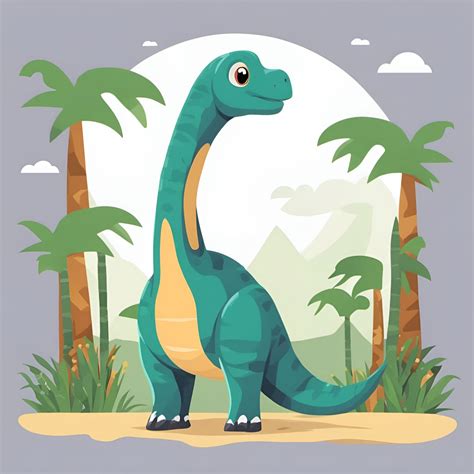 Baby Brachiosaurus jurassic parks in flat style vector with white ...