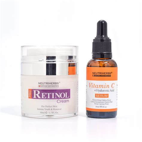 Retinol Cream + Vit C Serum For Wrinkles | Dark Spots | Neutriherbs