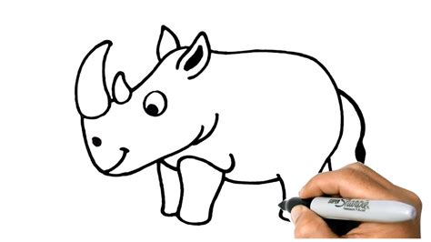 How to DRAW RHINO ( Rhinoceros ) EASY Step by Step | Animals drawing ...