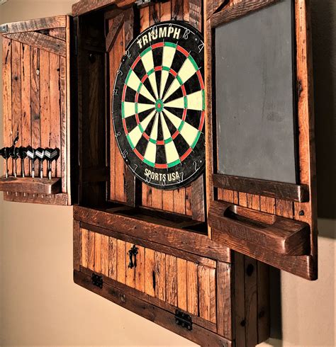 Dartboard Cabinet with compartment Barn Wood MADE TO ORDER | Etsy ...