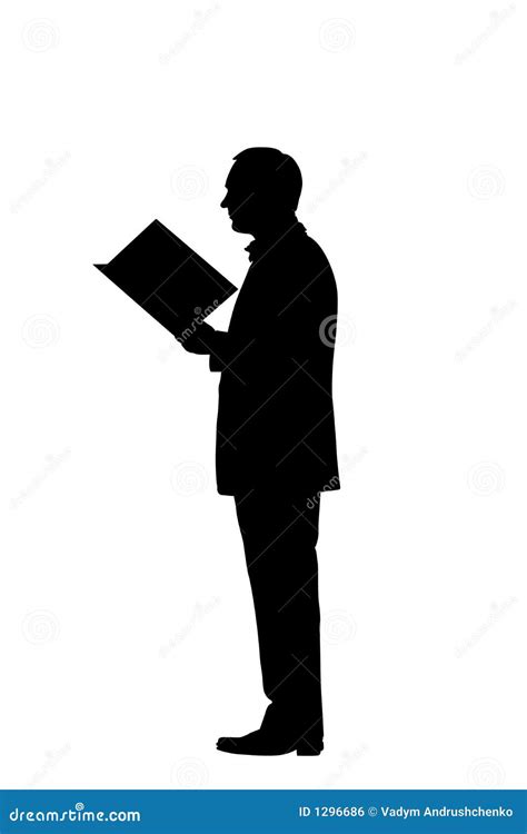 Reading Man Silhouette With Clipping Path Stock Illustration - Image ...