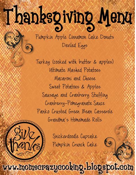 MOMS CRAZY COOKING: Thanksgiving Turkey Treats & My Thanksgiving Day Menu