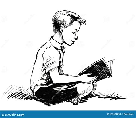 Boy reading a book stock illustration. Illustration of student - 101524891