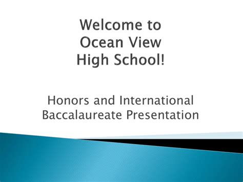 Welcome to Ocean View High School!