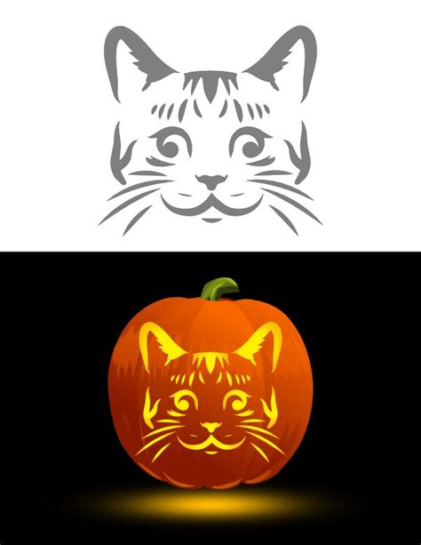 Printable Cat Face Pumpkin Stencil | Cat face pumpkin, Pumpkin stencil ...