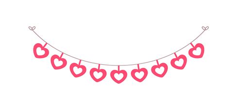 Valentine's Day pastel red hearts banner bunting vector illustration ...