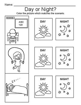 day and night worksheet - day and night worksheets for kids worksheet ...