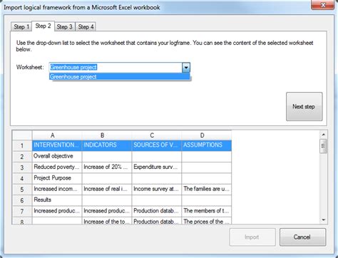 Importing a logframe made in MS Excel | Logframer