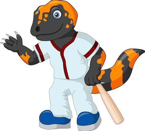 Funny gila monster lizard cartoon holding baseball bat 10291835 Vector ...