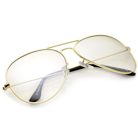 Large Retro Clear Lens Aviator Sunglasses 61mm - zeroUV