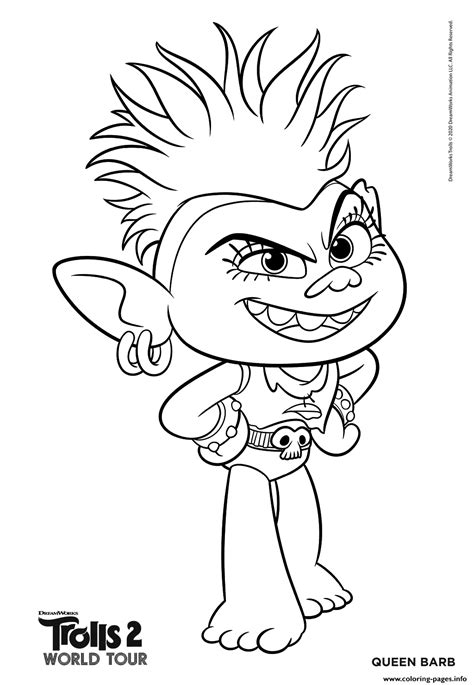 Trolls 2 Queen Barb Coloring page Printable