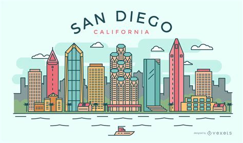 Stroke San Diego Skyline Vector Download