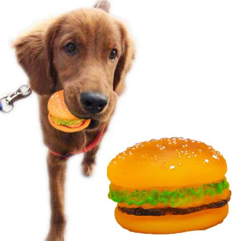 Dog Toys For Small Large Dogs Cats 1 PC Pet Squeak Toys Latex Hamburger ...