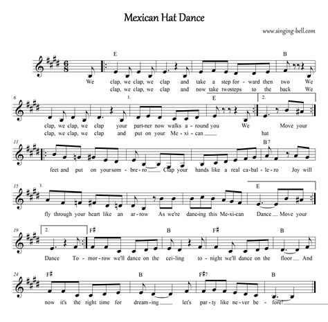 Mexican Hat Dance | Song, Karaoke. Sing-Along, Score, PDF