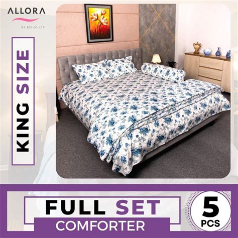 Blue Flower Comforter Full Set Price in Bangladesh - ALLORA