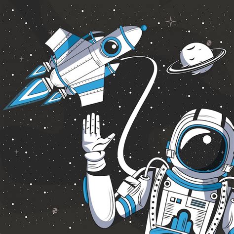 Free Vector | Astronaut in the space drawing cartoon