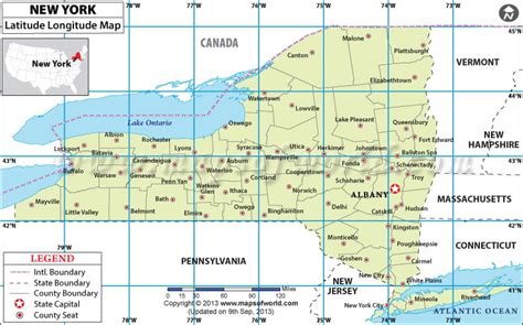 Latitude And Longitude Map Of New York - Drucie Kimberley