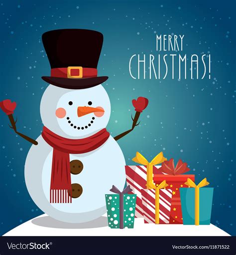 Happy merry christmas snowman character Royalty Free Vector