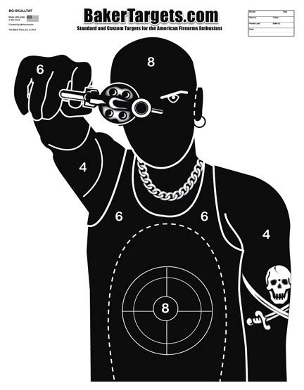 Skull Tattoo Silhouette Target - 250 Pack - Baker Targets