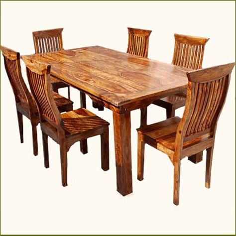 Rustic 7 pc Solid Wood Dining Table & Chair Set - Rustic - Dining Sets ...