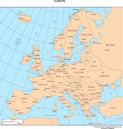 Europe Map With Major Cities