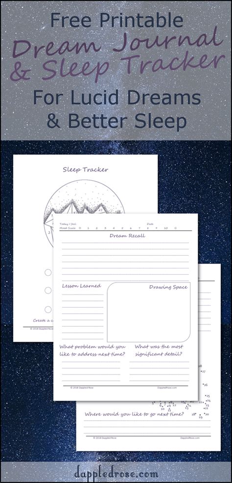 Printable Dream Journal and Sleep Tracker Free PDF | Tracker free ...