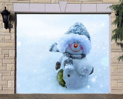 Snowman Single Garage Door Cover Full Color 3D Effect Door | Etsy