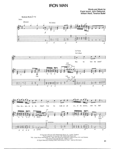 Iron Man by Ozzy Osbourne Sheet Music for Guitar Tab at Sheet Music Direct