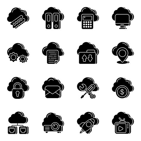 Pack of Cloud Computing Solid Icons 33491071 Vector Art at Vecteezy