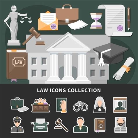 Free Vector | Law icons with set of isolated emoji style justice icons ...