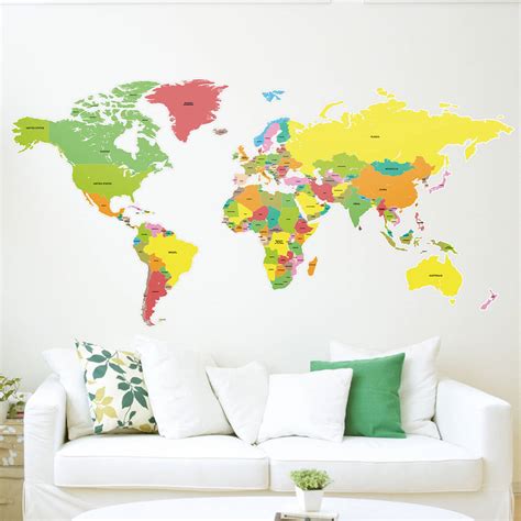 countries of the world map wall sticker by the binary box ...