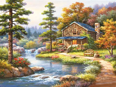 Mountain Creek Cabin, 500 Pieces, SunsOut | Puzzle Warehouse