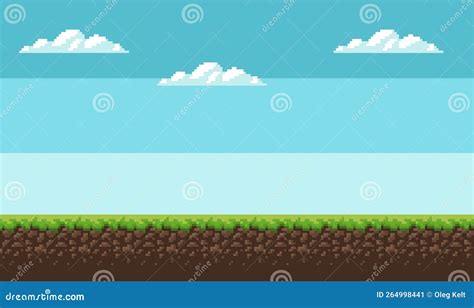 Background Pixel Art. Game Interface Design in 2D Design, Blue Sky ...