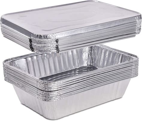 2 ¼ Pounds Disposable Aluminum Foil Pans with Lids | Oblong Cookware ...