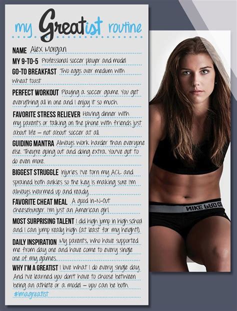 My Greatist Routine: Alex Morgan | Soccer workouts, Soccer motivation ...