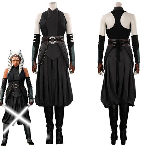 2023 Ahsoka TV Ahsoka Tano Black Outfits Cosplay Headgear Shoes Full ...